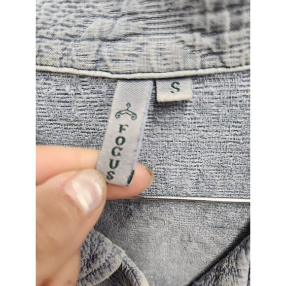 Focus Womens Lagenlook Jacket  Size Small Powder Blue Floral Textured Cotton - Picture 8 of 8